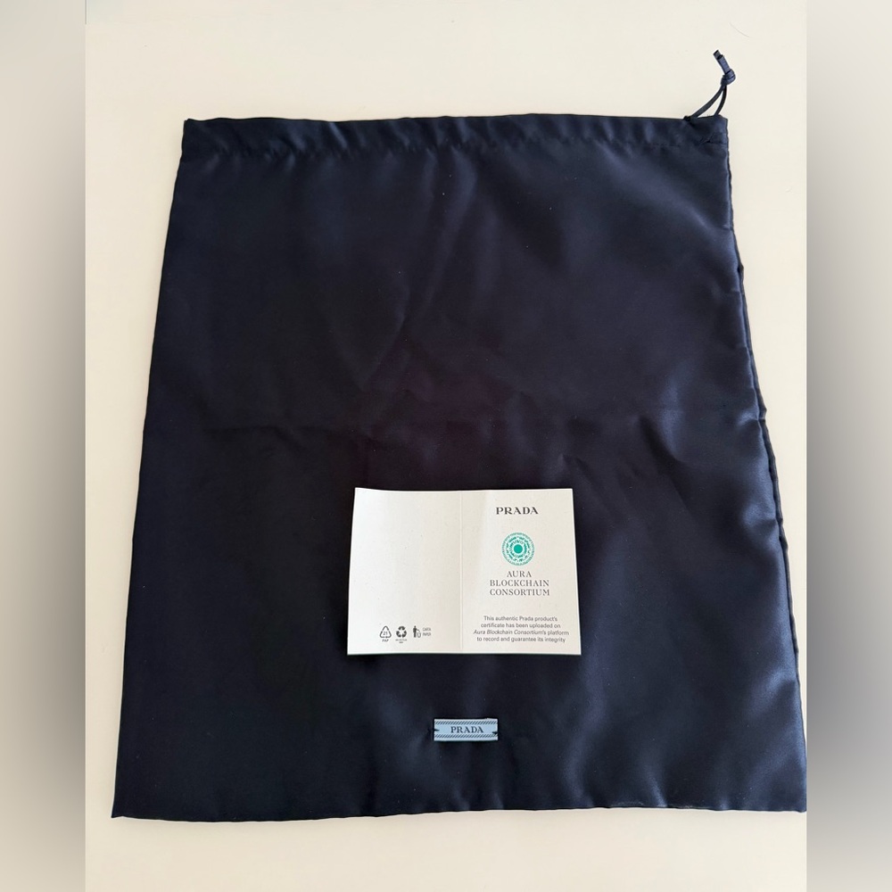 AUTHENTIC Prada Navy Drawstring Storage Bag with Logo Tag - Bag Only